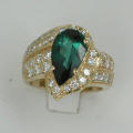 Indicolite Tourmaline and Diamond Ring